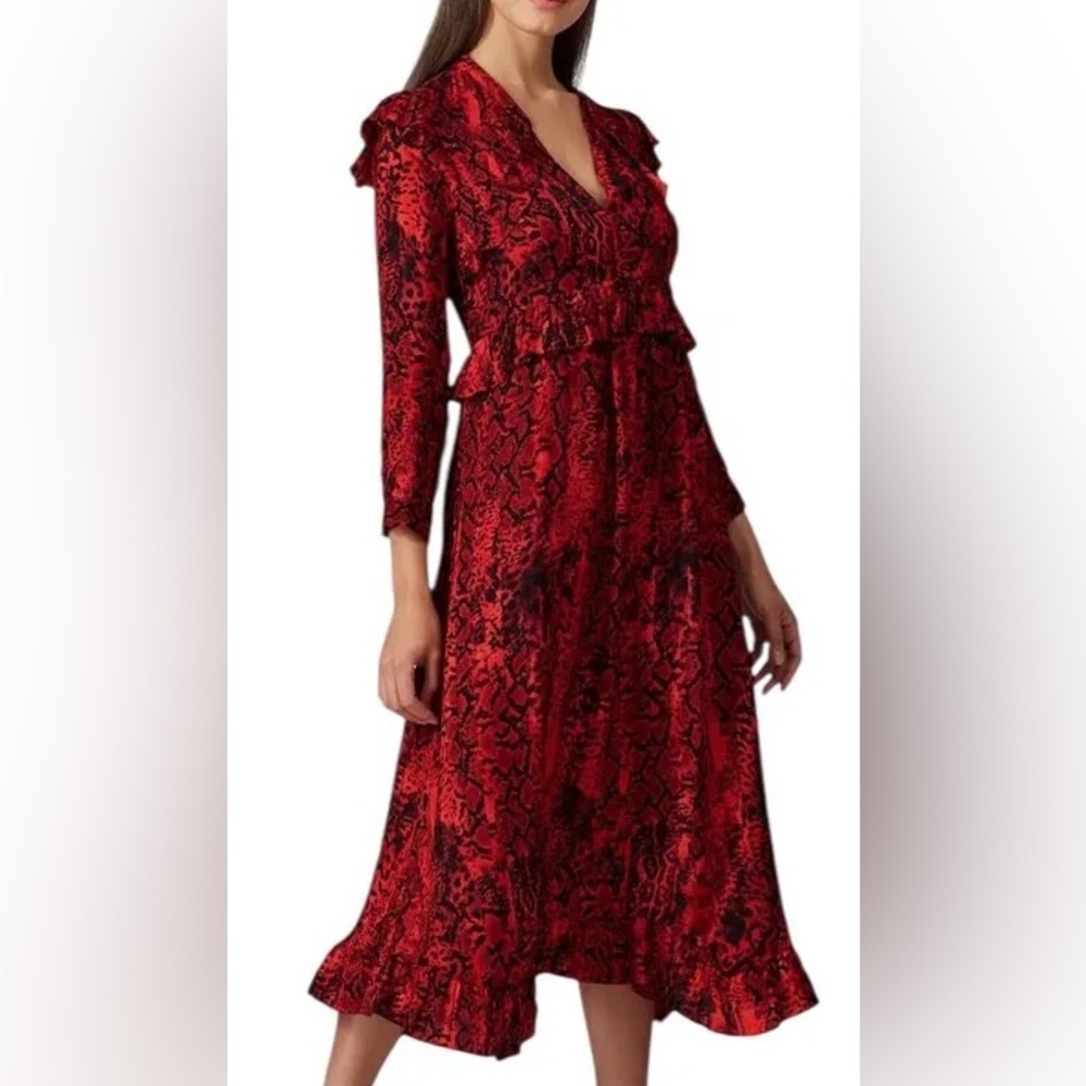 ba&sh red snake skin print dress